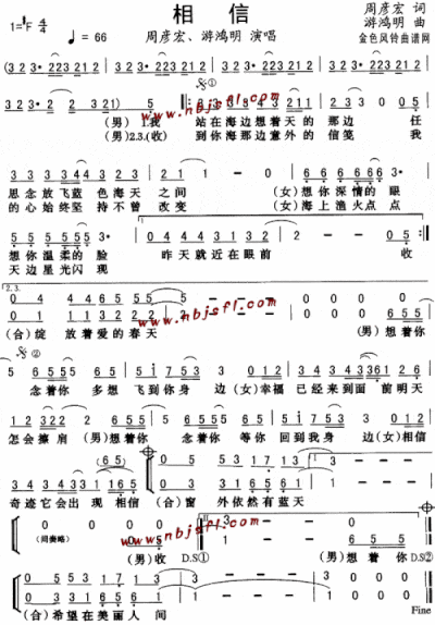 相信--周彦宏、游鸿明简谱