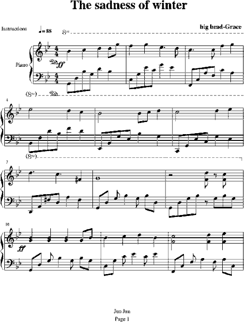 冬季之悲曲简谱