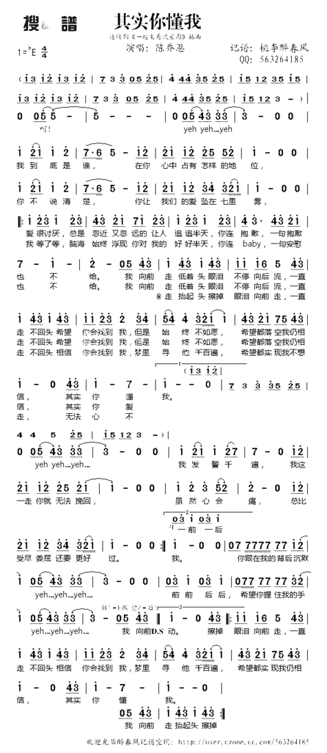 其实你懂我《一起来看流星雨》插曲简谱