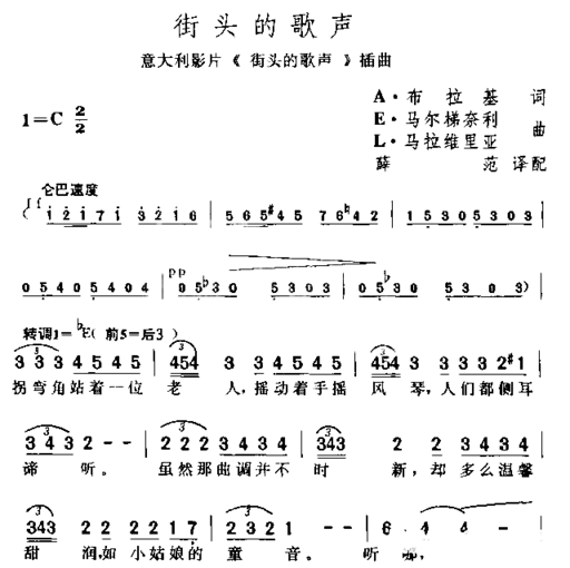 街头的歌声简谱