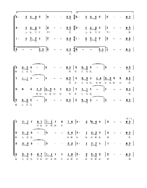 从昨天出发大型音乐史诗《祖国万岁》选曲简谱