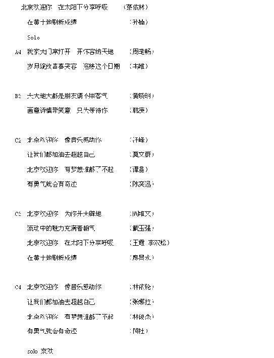 北京欢迎你简谱