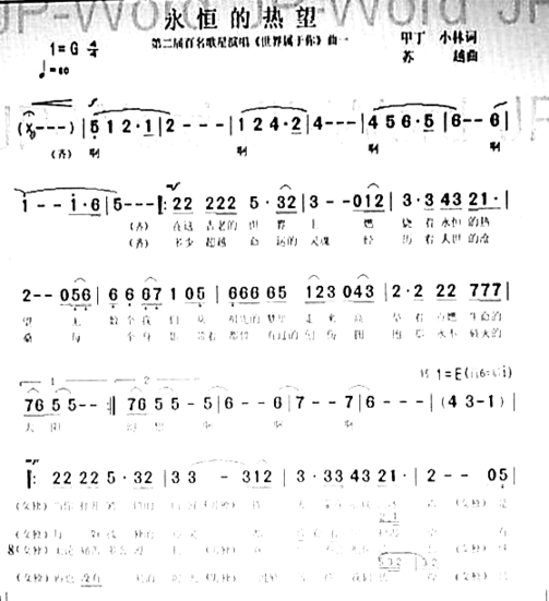 永恒的热望《世界属于你》简谱