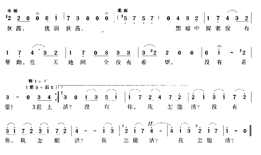 世上没有犹丽狄莱茜我怎能活简谱