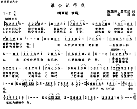 谁会记得我简谱