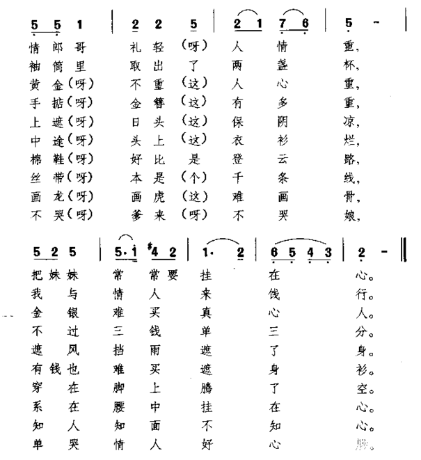 十里亭宁夏民歌简谱