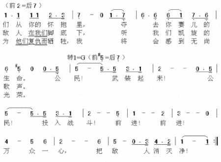 马赛曲法国歌曲简谱