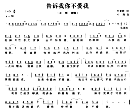 告诉我你不爱我简谱