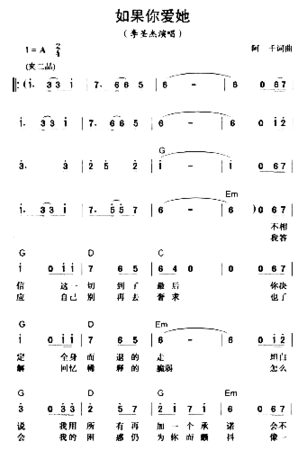 如果你爱她简谱