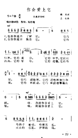 你会爱上他简谱