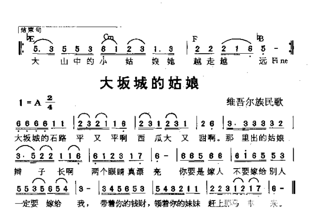 达坂城的姑娘简谱