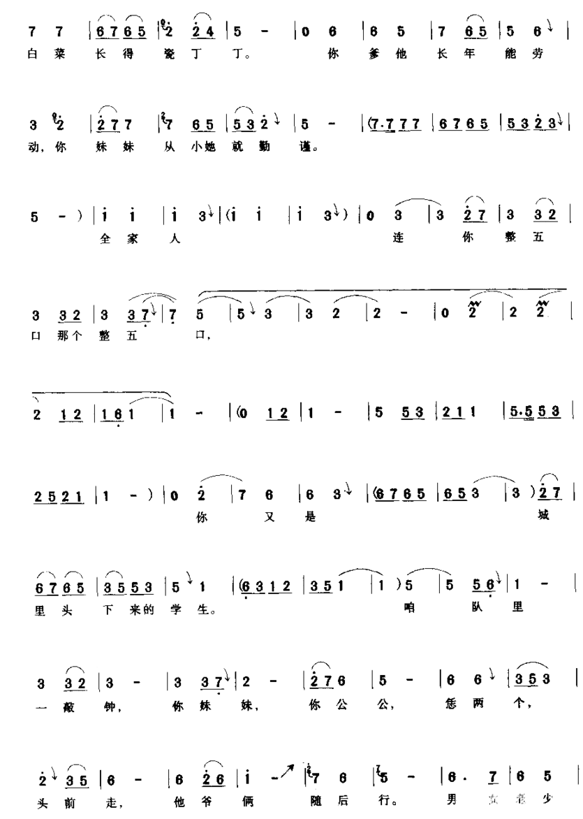 为改变穷山沟咱各显本领简谱