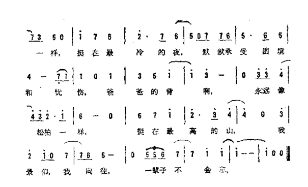 爸爸的背简谱