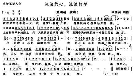 流浪的心流浪的梦简谱