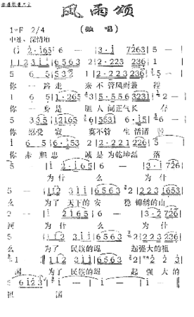 风雨颂何亚词易泽忠曲简谱