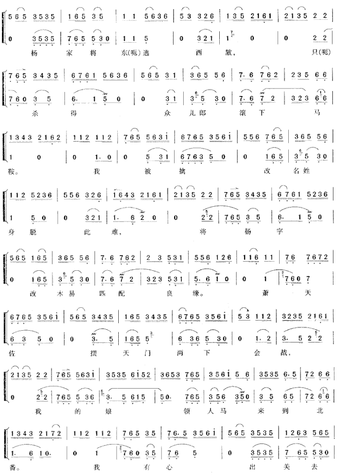 杨延辉坐宫院自思自叹京剧《四郎探母·坐宫》简谱