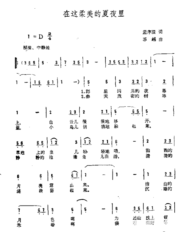 在这柔美的夏夜里简谱