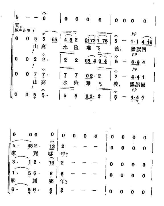 不渡黄河誓不休影片《宋景诗》插曲简谱