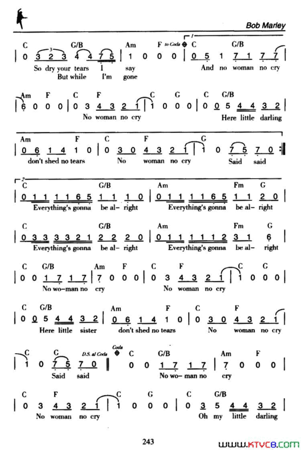 NoWomanNoCry别像女人别哭泣No Woman No Cry别像女人别哭泣简谱