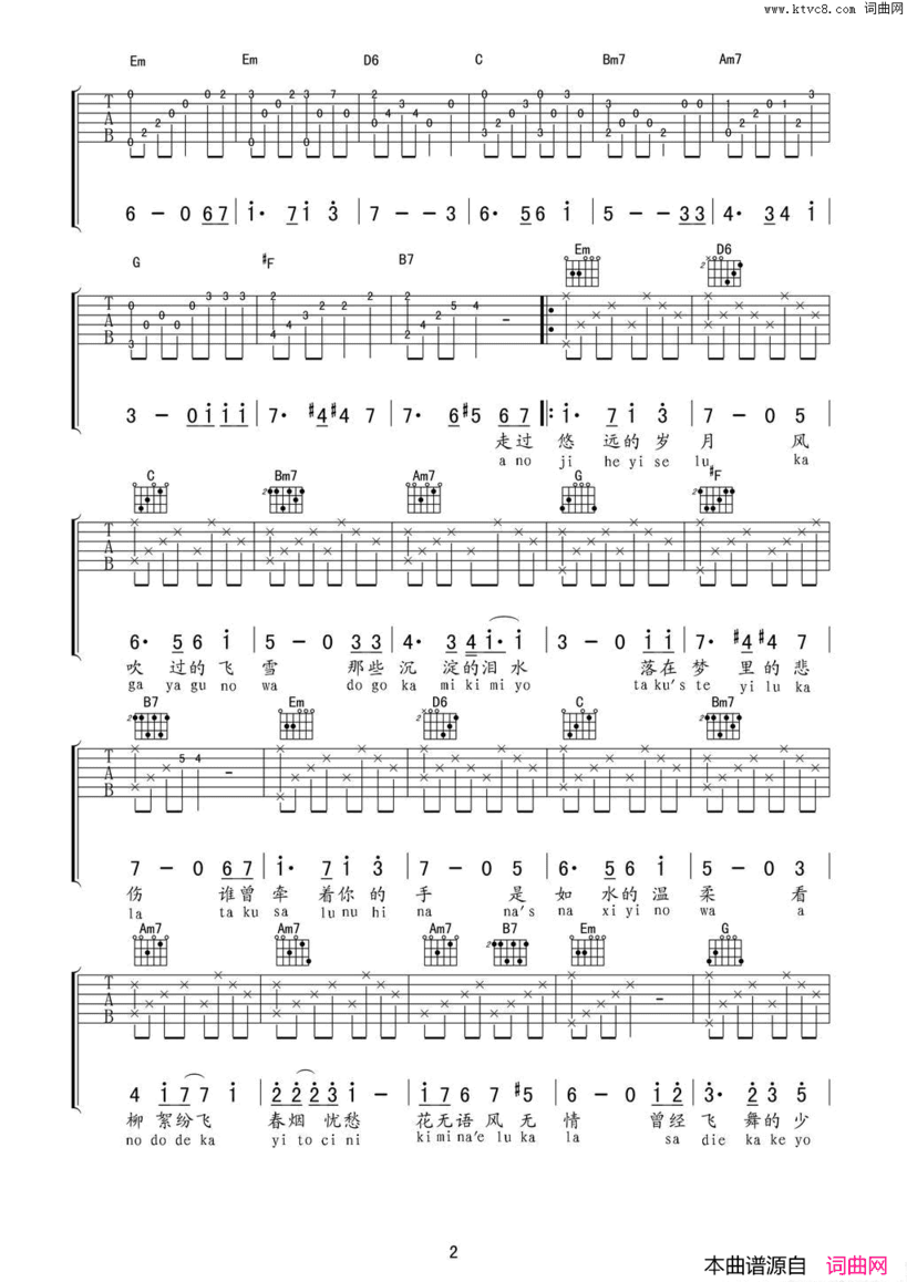 天空之城吉他弹唱+独奏、简单完美版简谱