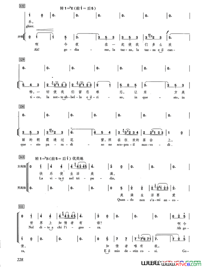 [意]饮酒歌合唱中英文对照[意]饮酒歌合唱 中英文对照简谱