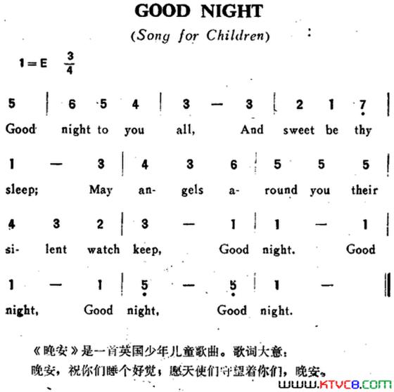 [英]GOODNIGHT晚安儿歌[英]GOOD NIGHT晚安儿歌简谱