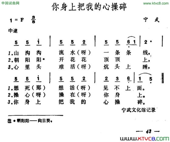 你身上把我的心操碎简谱