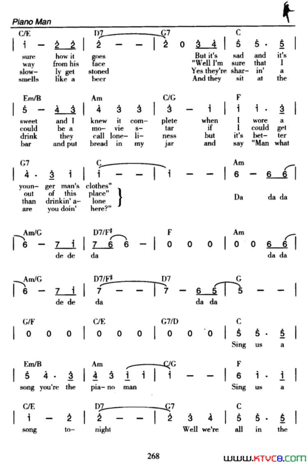 PianoMan钢琴手Piano Man钢琴手简谱