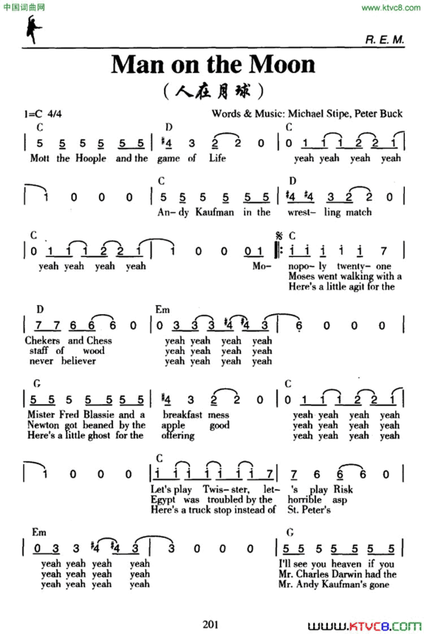 ManontheMoon人在月球Man on the Moon人在月球简谱