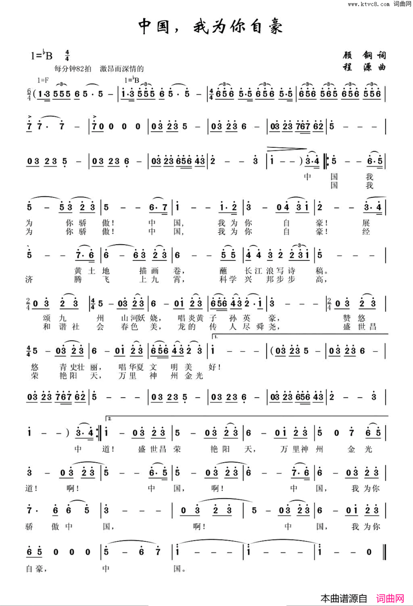 中国我为你自豪《华夏礼赞音乐史诗》第四乐章【腾飞】简谱