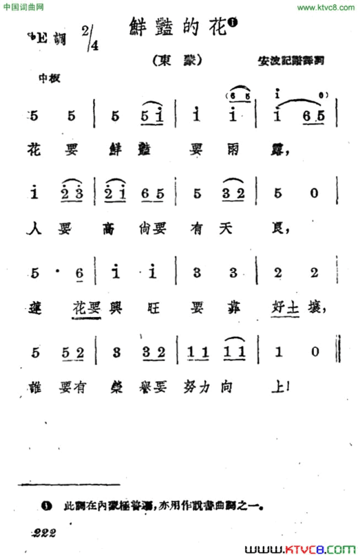 鲜艳的花简谱