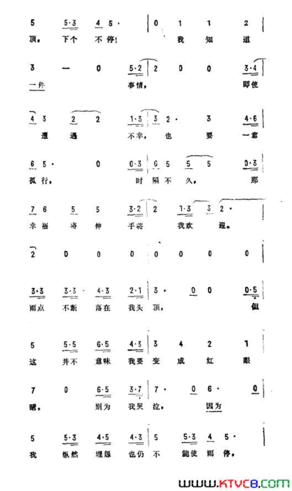 雨点不断落在我头顶美国电影《神枪手与智多星》插曲简谱