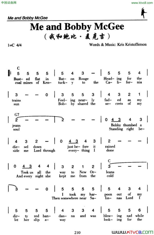 MeandBobbyMcGee我和鲍比・麦克吉Me and Bobby McGee我和鲍比・麦克吉简谱