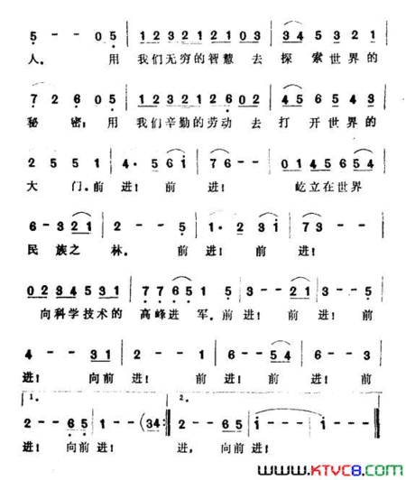 向科学技术的高峰进军简谱