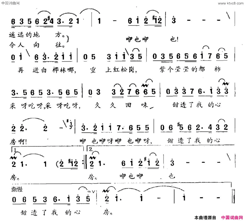 兴安岭上的童话女声独唱简谱