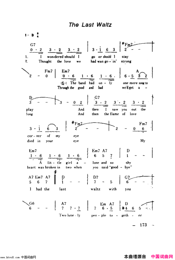 TheLastWaltz简谱