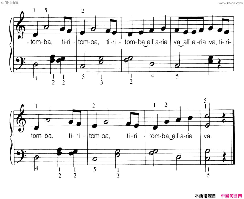 [意]Tiritomba提里桶巴弹唱谱简谱