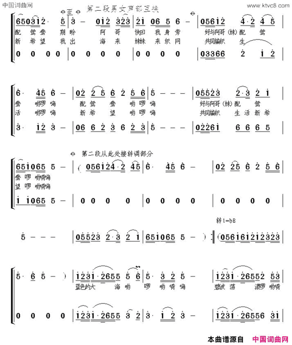 渔家恋歌简谱