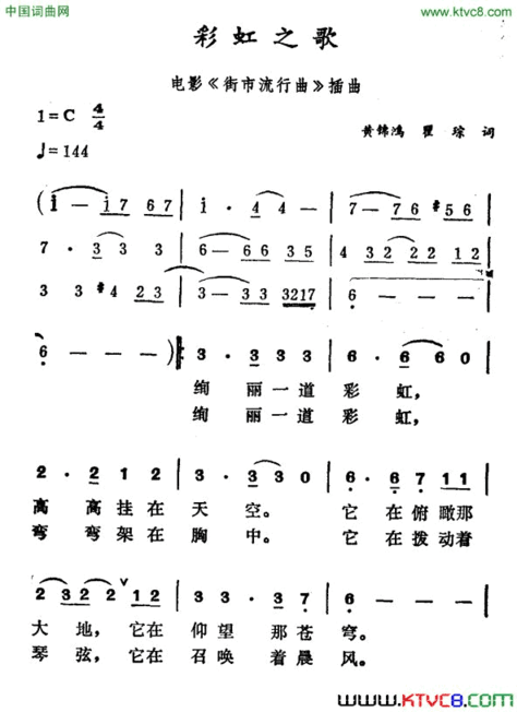 彩虹之歌电影《街市流行曲》插曲简谱