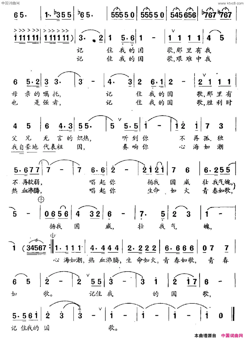 记住我的祖国简谱