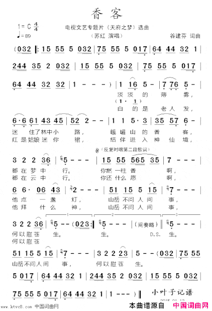 香客电视文艺专题片《天府之梦》选曲简谱