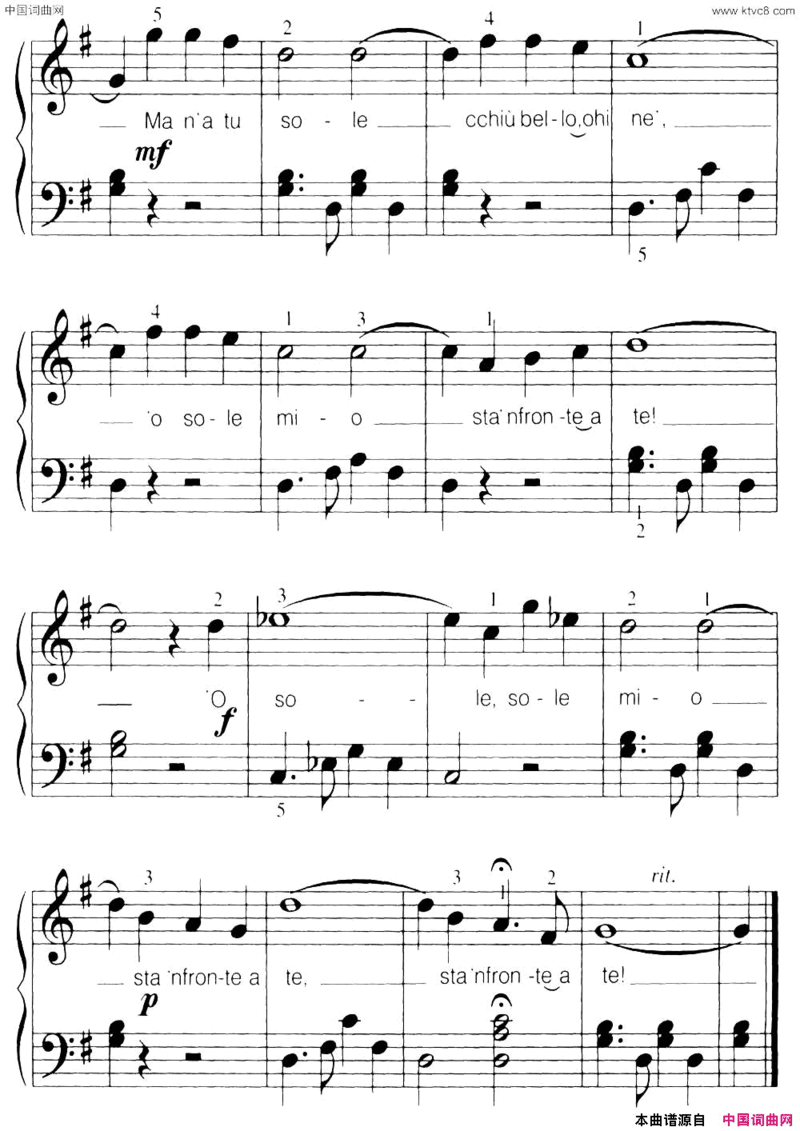 [意]Osolemio啊，我的太阳弹唱谱[意]O sole mio啊，我的太阳弹唱谱简谱