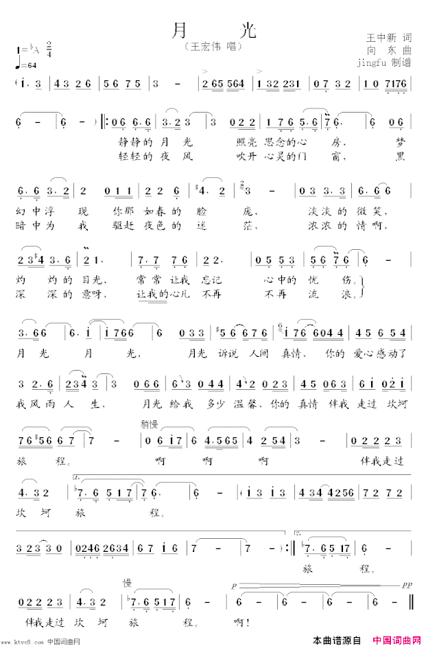 月光王宏伟版简谱