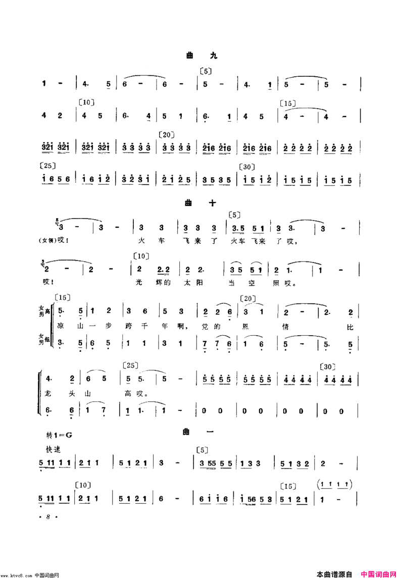 火车飞来大凉山舞蹈音乐简谱