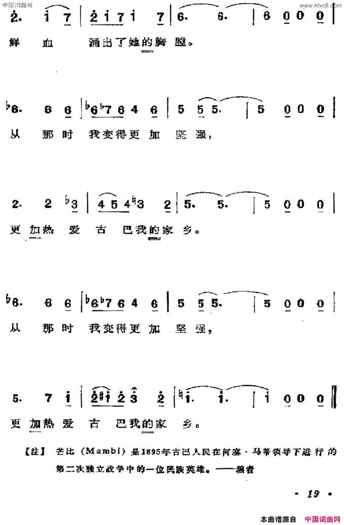 [古巴]芒比简谱